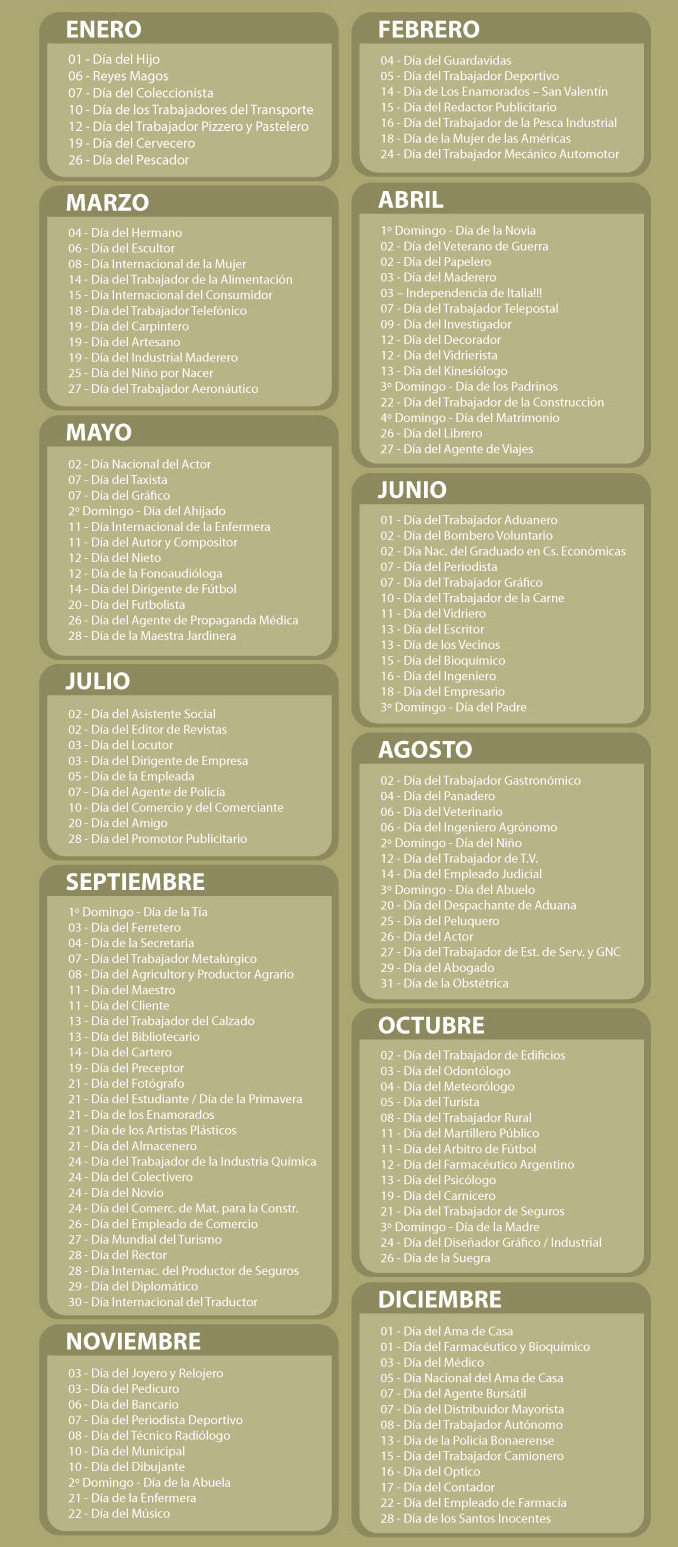 Fechas a tener en cuenta